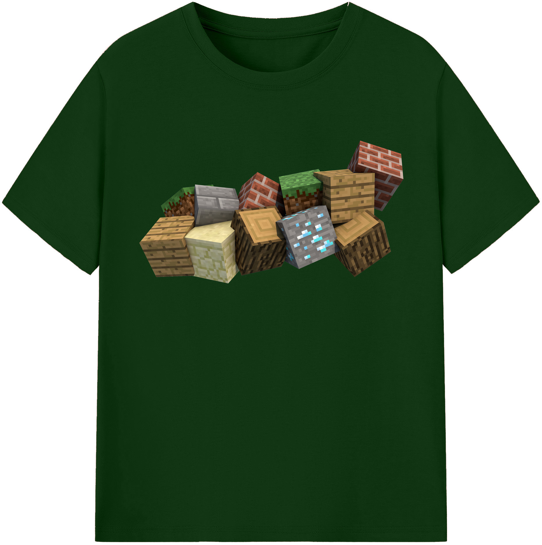 （画像用） マインクラフト ブロックの世界 Minecraft MC Block world 綿100％半袖Tシャツ（フロントプリント）